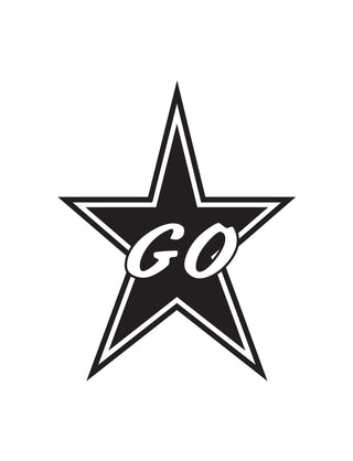 Black "GO" Star Temporary Tattoo