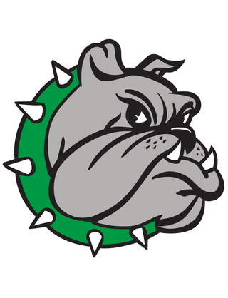a temporary tattoo design of a grey bulldog head in a green collar