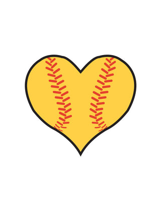 Heart Softball Temporary Tattoo