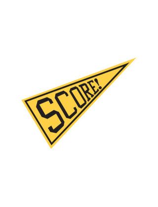 Gold "Score" Pennant Temporary Tattoo