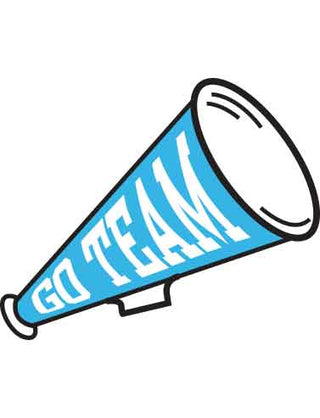 Light Blue "Go Team" Megaphone Waterless Tattoo