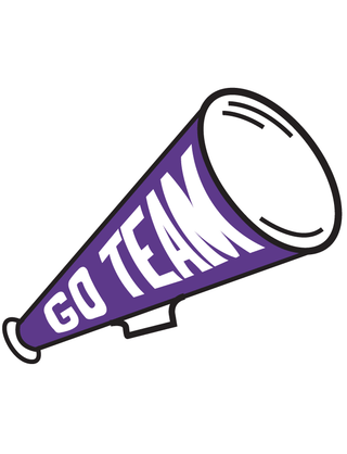 Purple "Go Team" Megaphone Temporary Tattoo