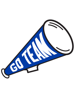 Blue "Go Team" Megaphone Temporary Tattoo