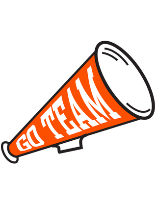 Orange "Go Team" Megaphone Temporary Tattoo