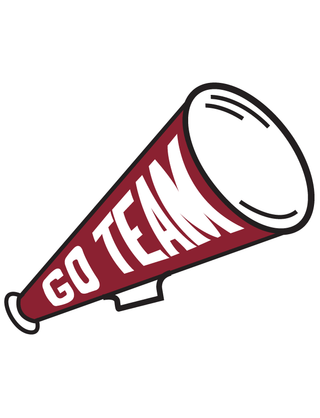 Maroon "Go Team" Megaphone Temporary Tattoo