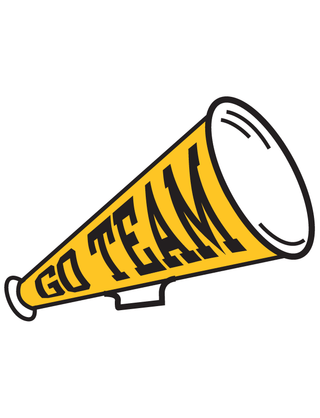 Gold "Go Team" Megaphone Temporary Tattoo