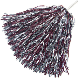 Maroon and grey pom-pom on a white background