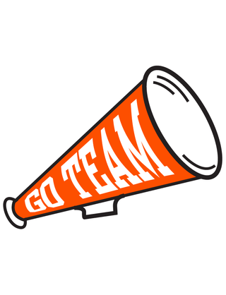 Orange "Go Team" Megaphone Waterless Tattoo