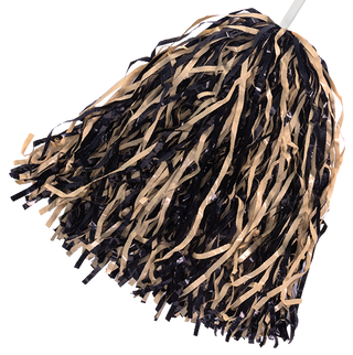 Black and vegas gold pom-pom on a white background
